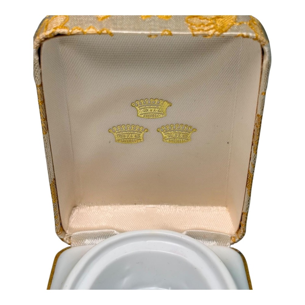 Vtg Mid Century Brocade Jewelry Box Gold Floral Fabric Yellow‎ Velvet Case Retro - Picture 5 of 9